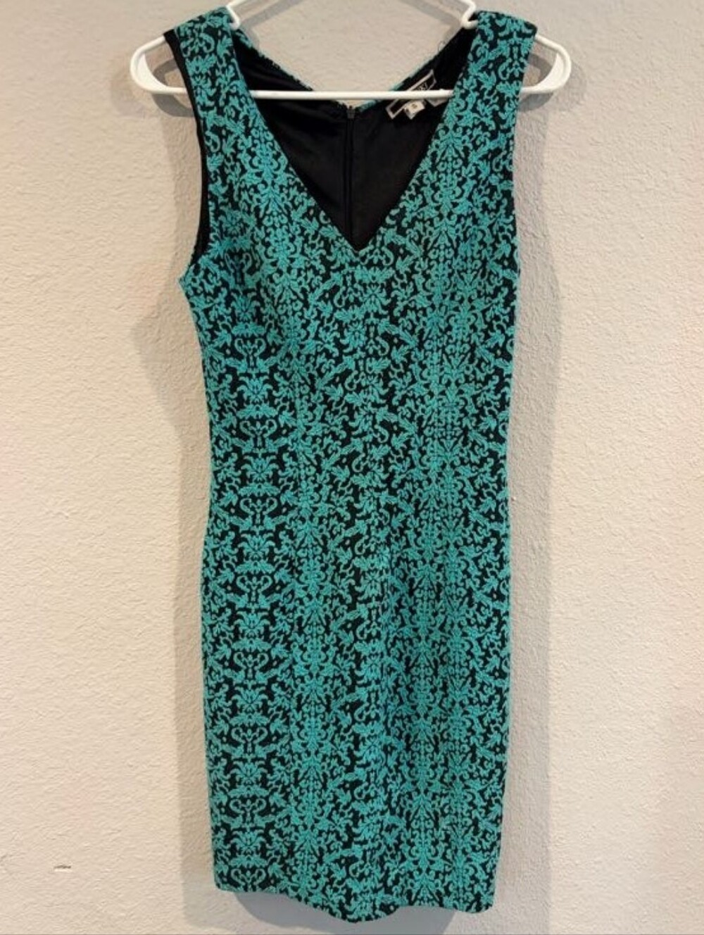 Nikibiki Womens Black Turqoise Printed V Neck Stretchy Mini Bodycon Dress Size S